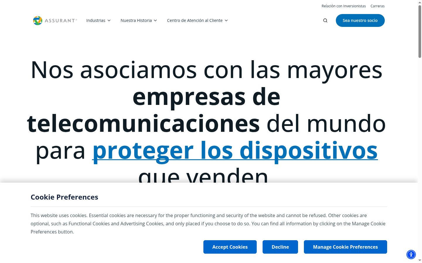 Capture d'écran de la bannière de consentement affichée avant toute interaction