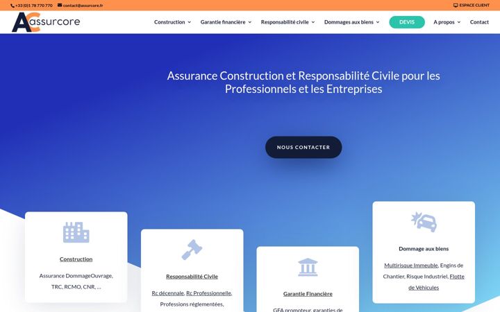 Captură de ecran a assurcore.fr
