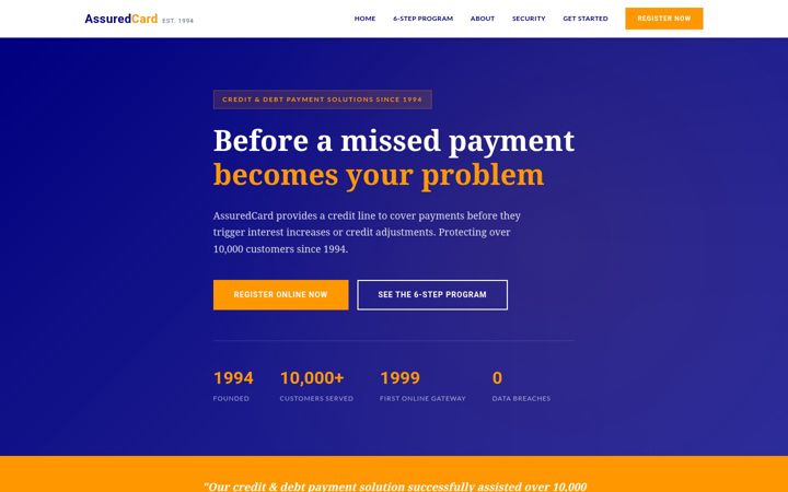 Screenshot of assuredcard.co
