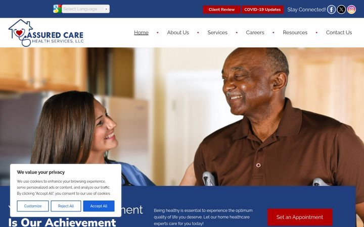 Posnetek zaslona assuredcarehs.com