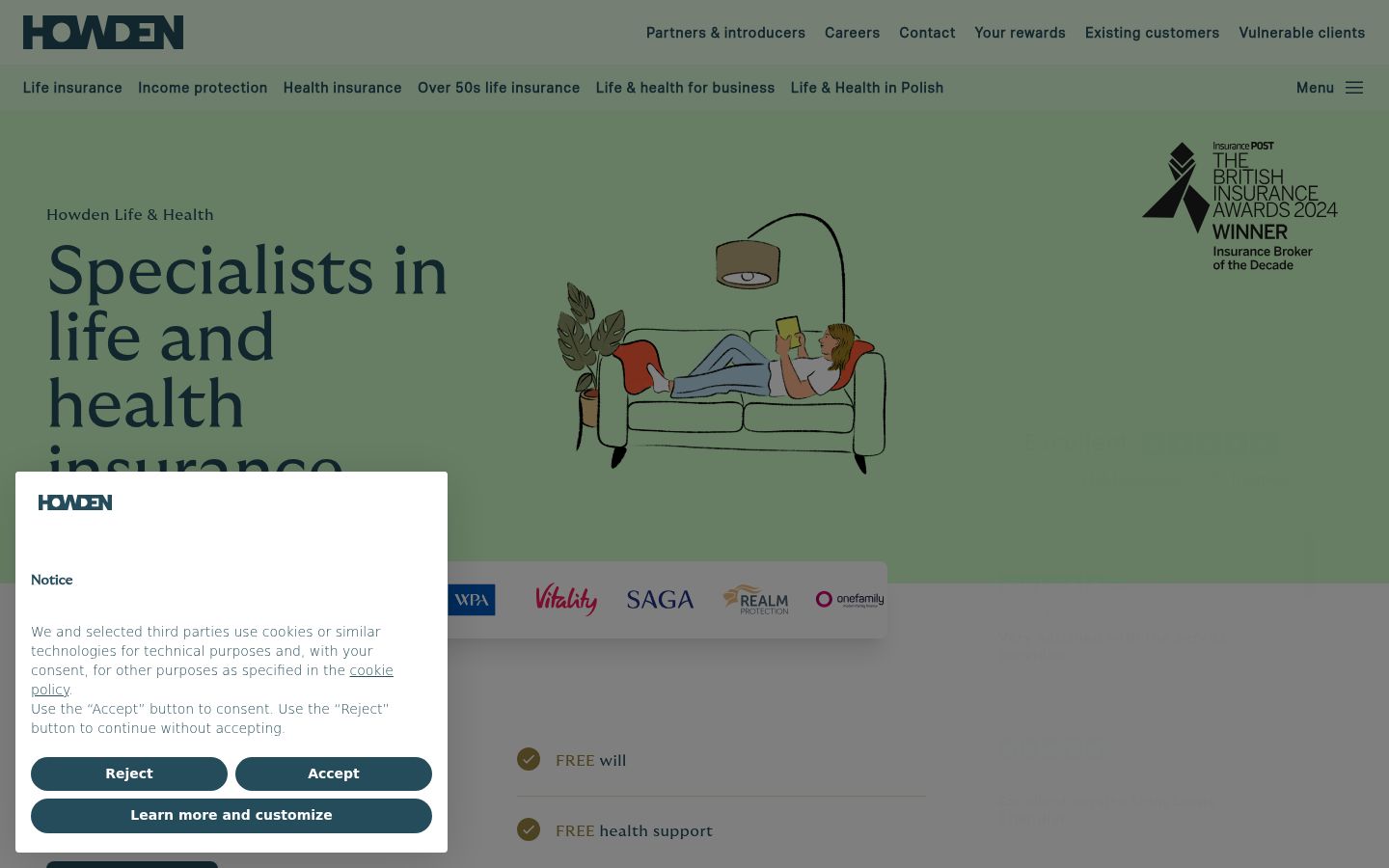 Screenshot of the consent banner shown before any interaction
