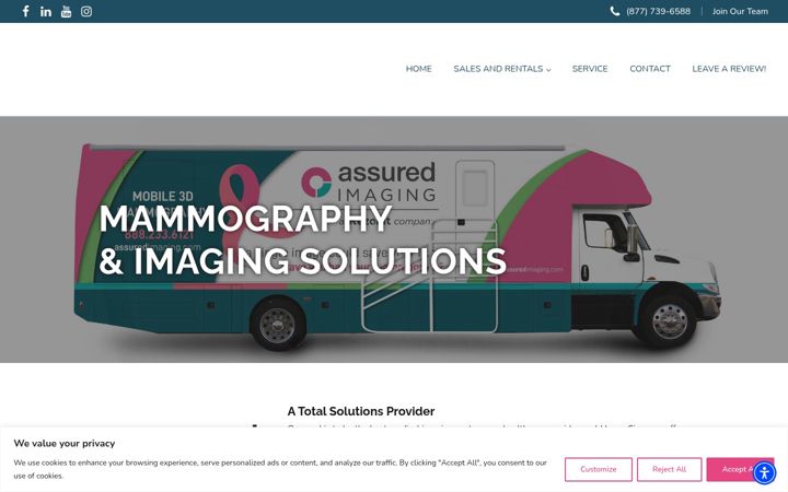 Posnetek zaslona assuredimagingcapital.com