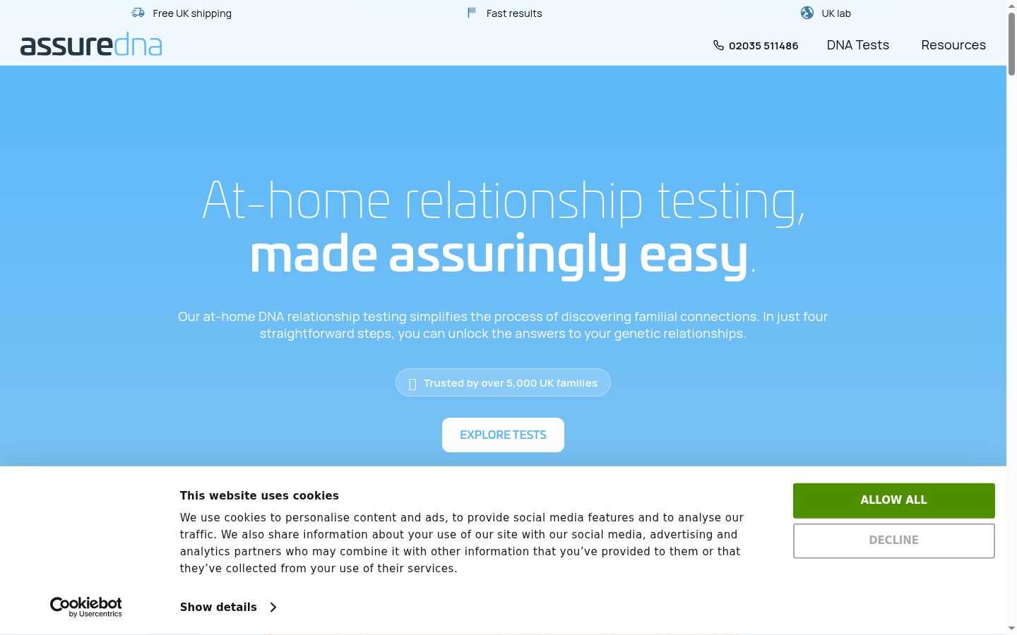 Screenshot of the consent banner shown before any interaction