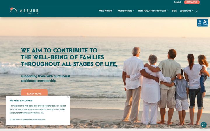 Screenshot of assureforlife.com