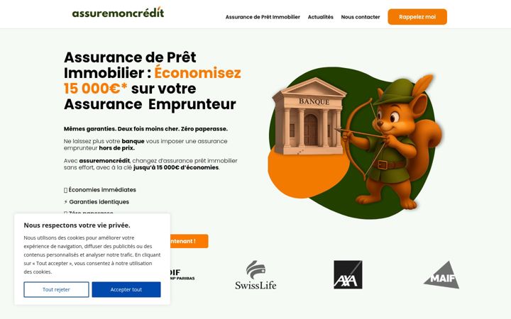 Captură de ecran a assuremoncredit.fr