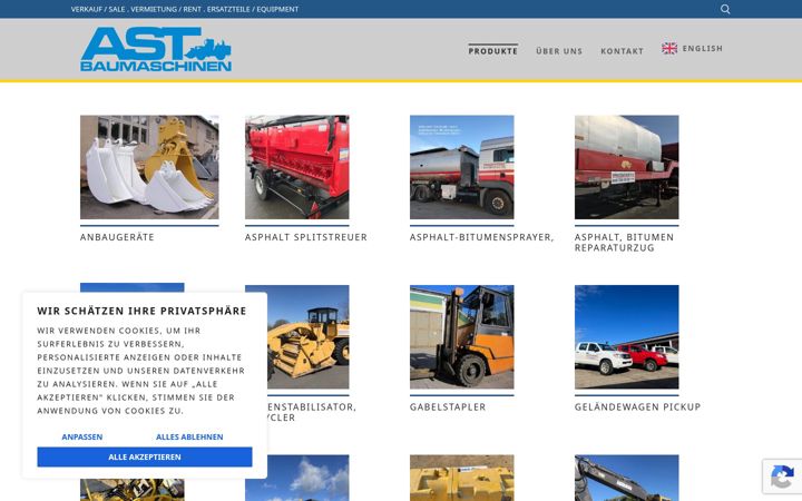 Skärmbild av ast-baumaschinen.de
