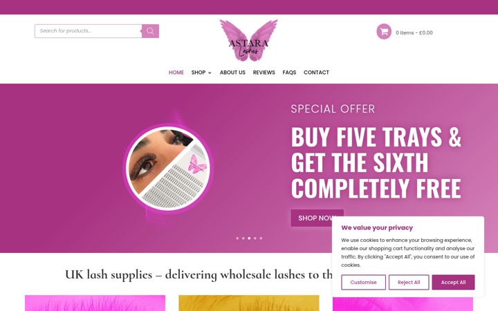Screenshot of astaralashes.co.uk