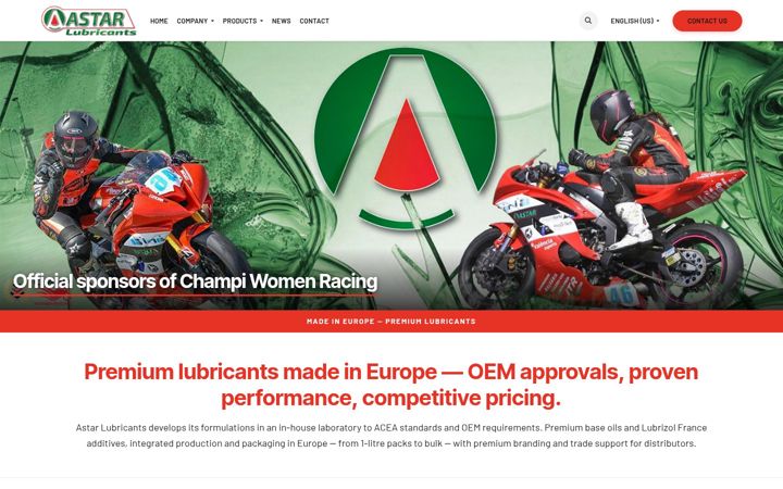 Screenshot von astarlubricants.com