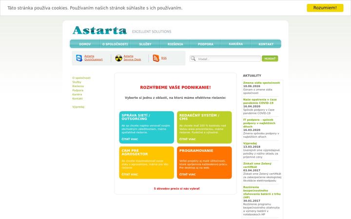 Screenshot of astarta.sk
