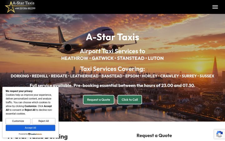 Screenshot of astartaxi.co.uk