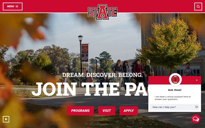Screenshot of astate.edu