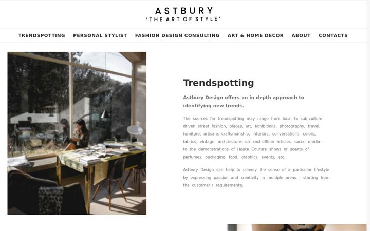 Screenshot of astburydesign.com