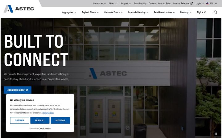 Screenshot of astecindustries.com