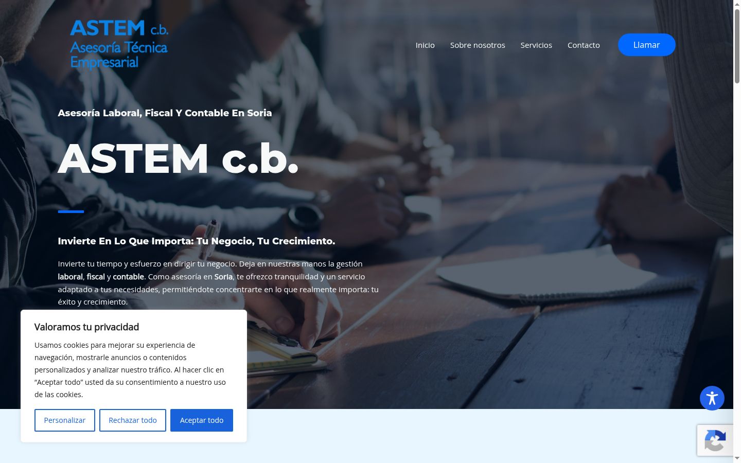 Captura de ecrã do banner de consentimento apresentado antes de qualquer interação