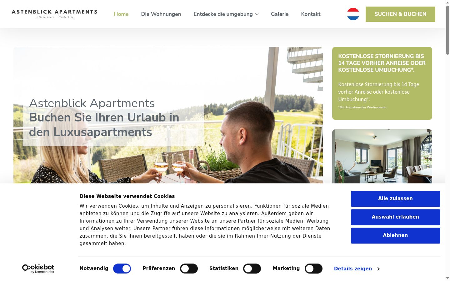 Capture d'écran de la bannière de consentement affichée avant toute interaction