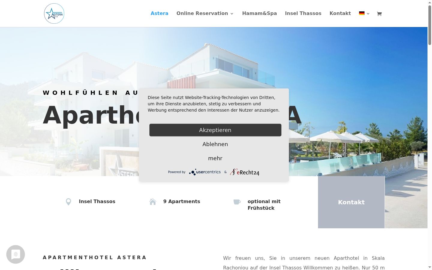 Screenshot del banner di consenso mostrato prima di qualsiasi interazione