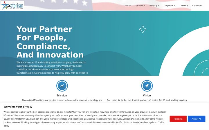 Screenshot of asterismitsol.com