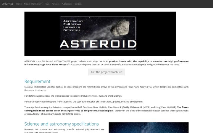 Screenshot of asteroidh2020.eu
