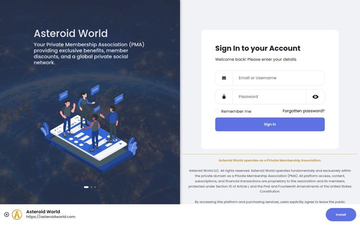 Screenshot di asteroidworld.com