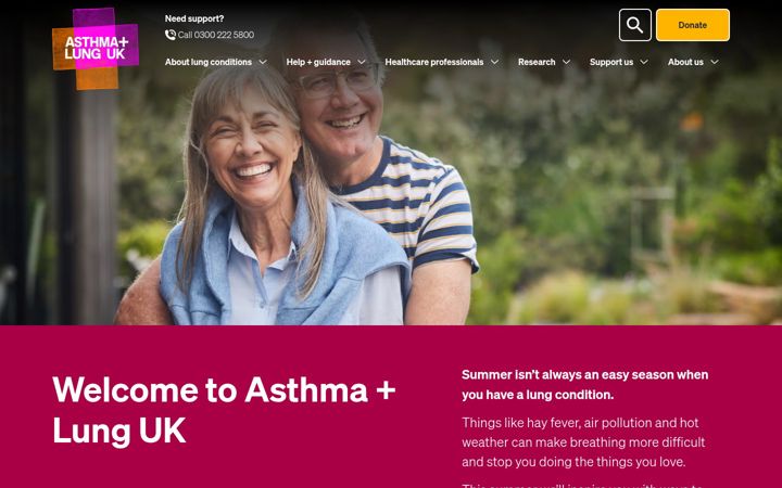Screenshot of asthma.org.uk