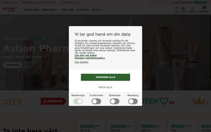 Captură de ecran a astionpharma.se