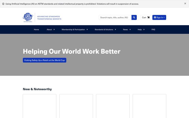 Posnetek zaslona astm.org