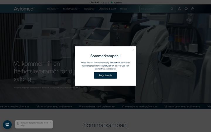 Captură de ecran a astomedshop.se