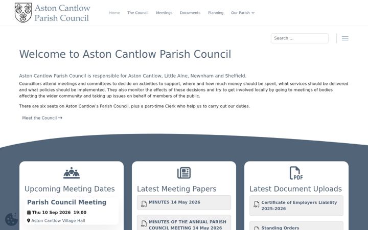 Captura de ecrã de astoncantlowparish.gov.uk