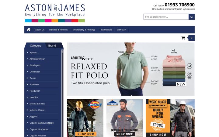 Captura de ecrã de astonjamesworkwear.co.uk
