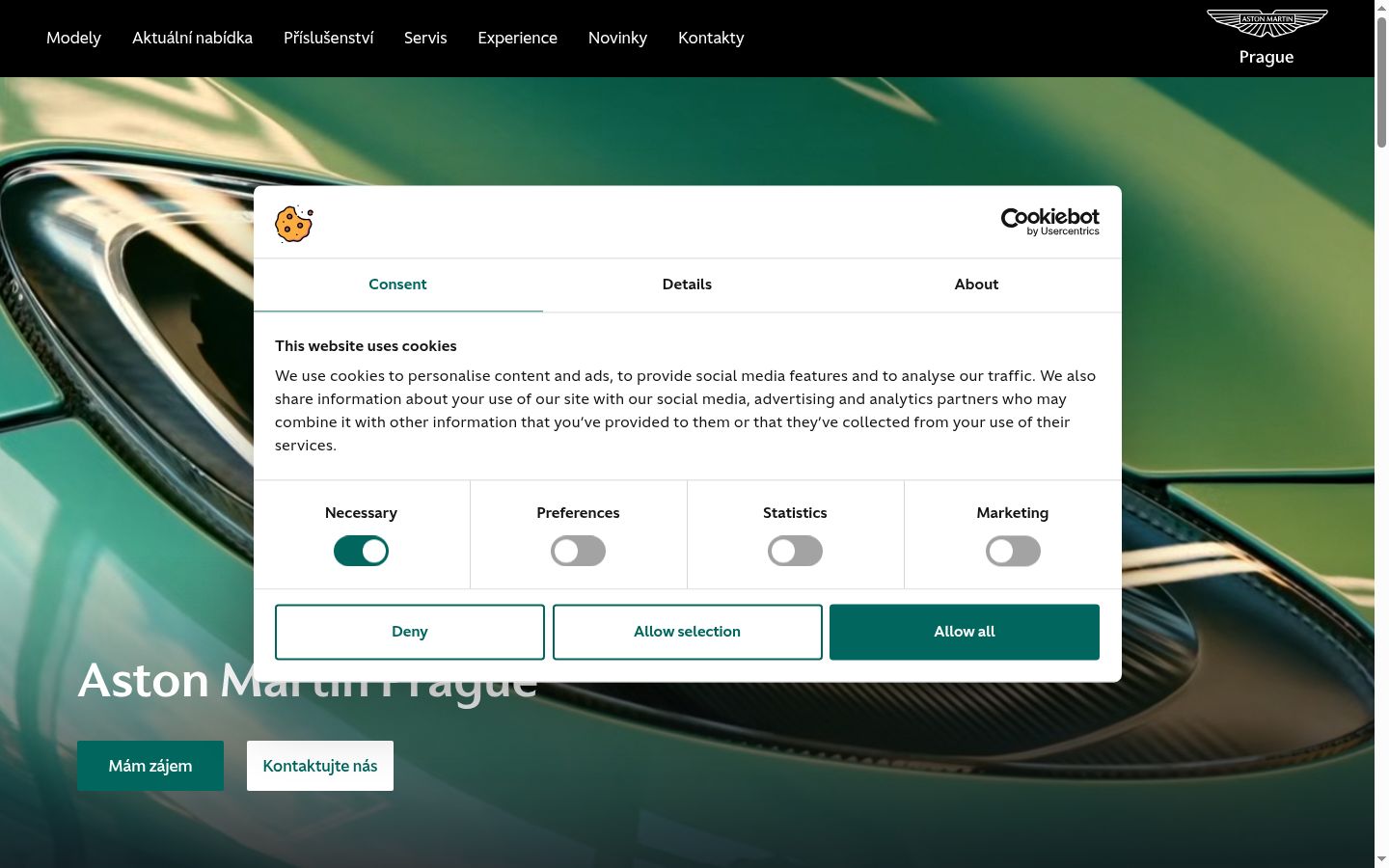 Screenshot of the consent banner shown before any interaction