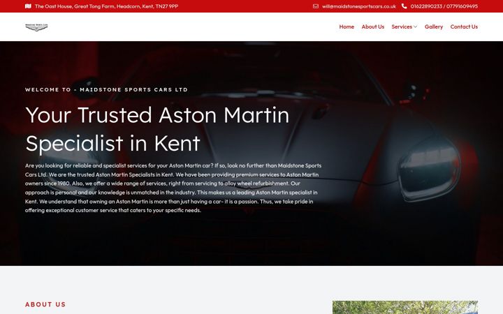 Captura de ecrã de astonmartinspecialistinkent.co.uk