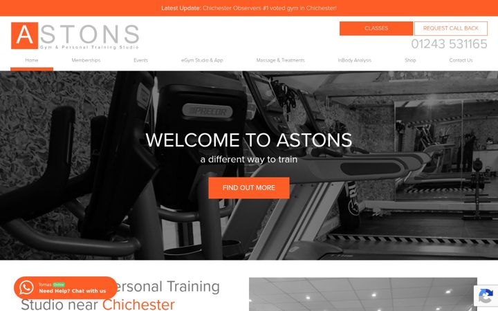 Captura de ecrã de astonsgym.co.uk