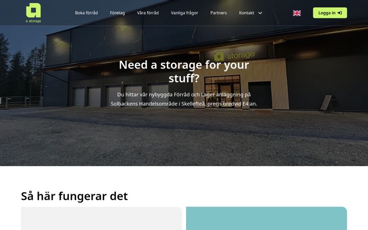 Captură de ecran a astorage.se