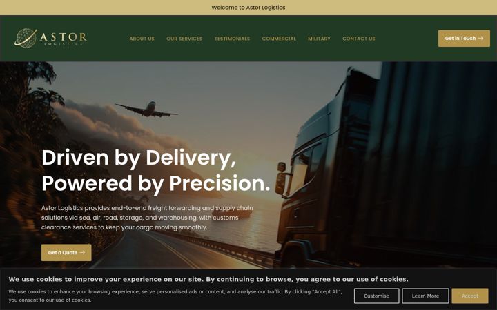 Captura de ecrã de astorlogistics.co.uk