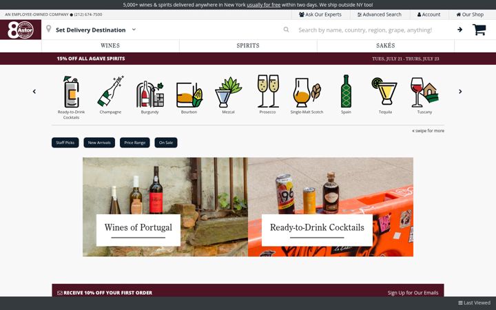 Screenshot of astorwines.com