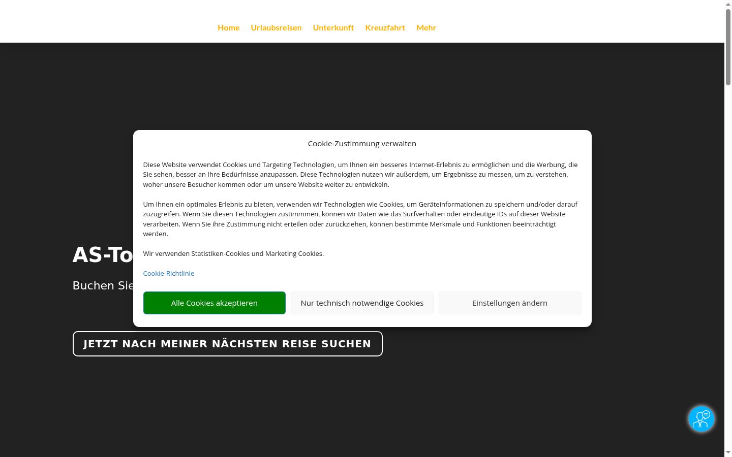 Screenshot of the consent banner shown before any interaction