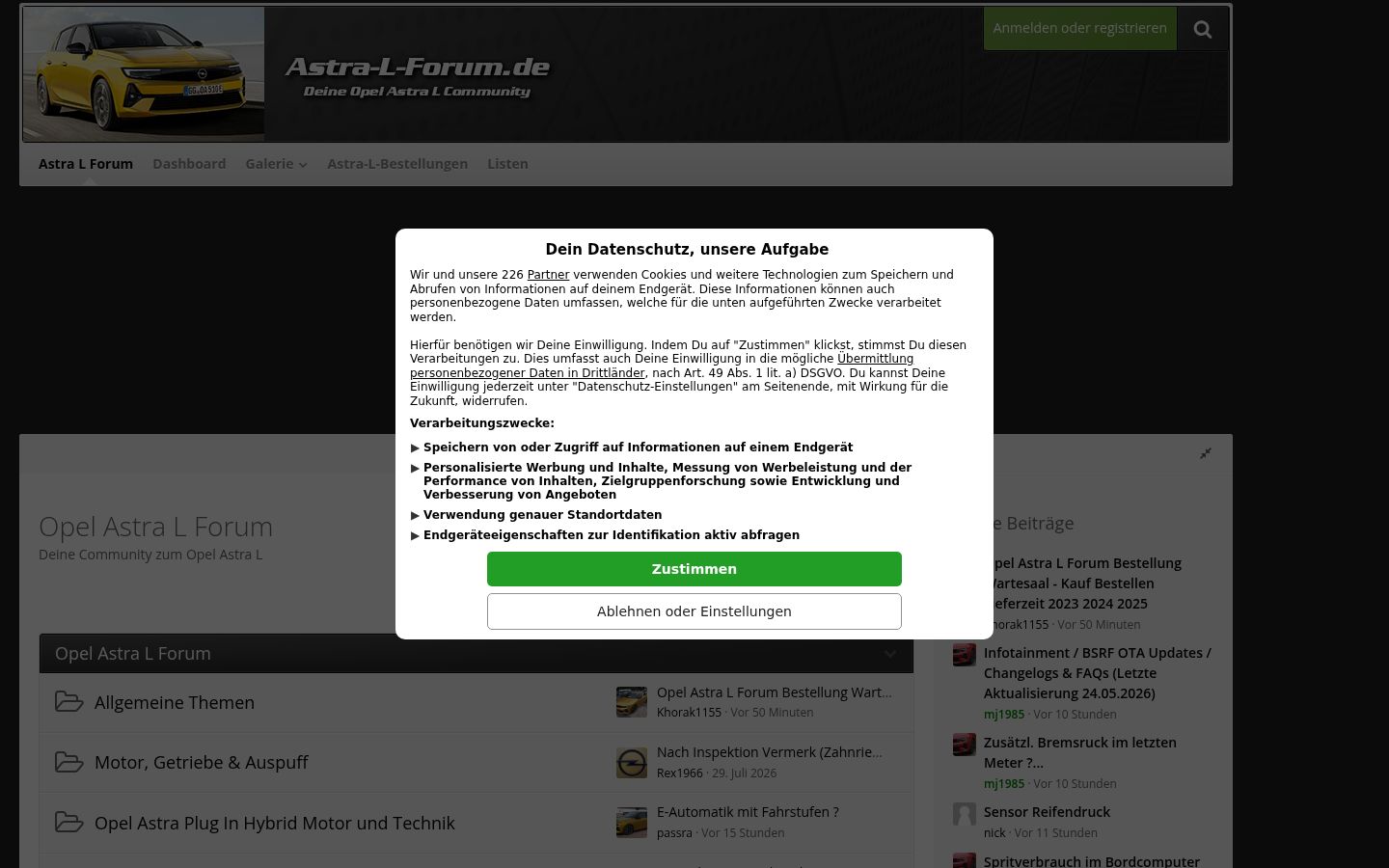 Screenshot of the consent banner shown before any interaction