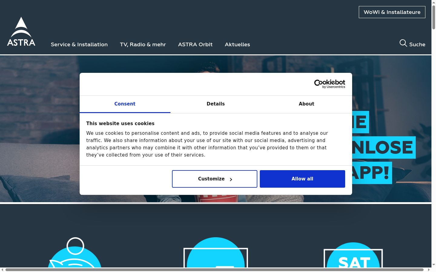 Screenshot του banner συγκατάθεσης που εμφανίστηκε πριν από οποιαδήποτε αλληλεπίδραση
