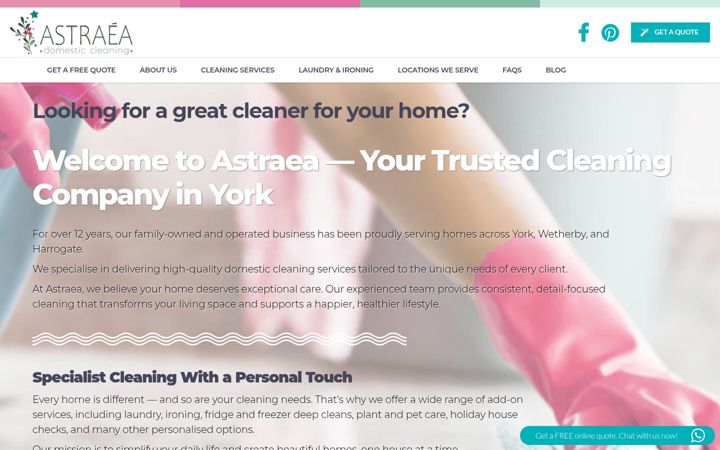 Screenshot of astraea.cleaning