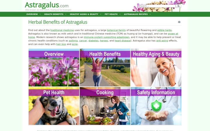 Posnetek zaslona astragalus.com