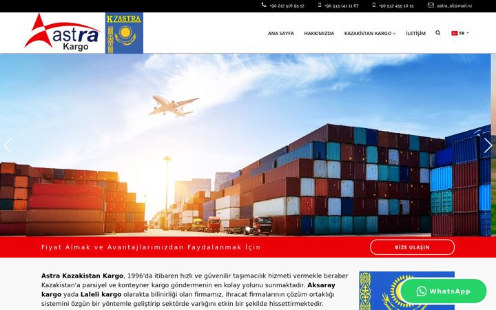 Snímek obrazovky astrakargo.com