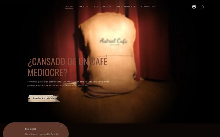 Kuvakaappaus sivustosta astralcafe.es