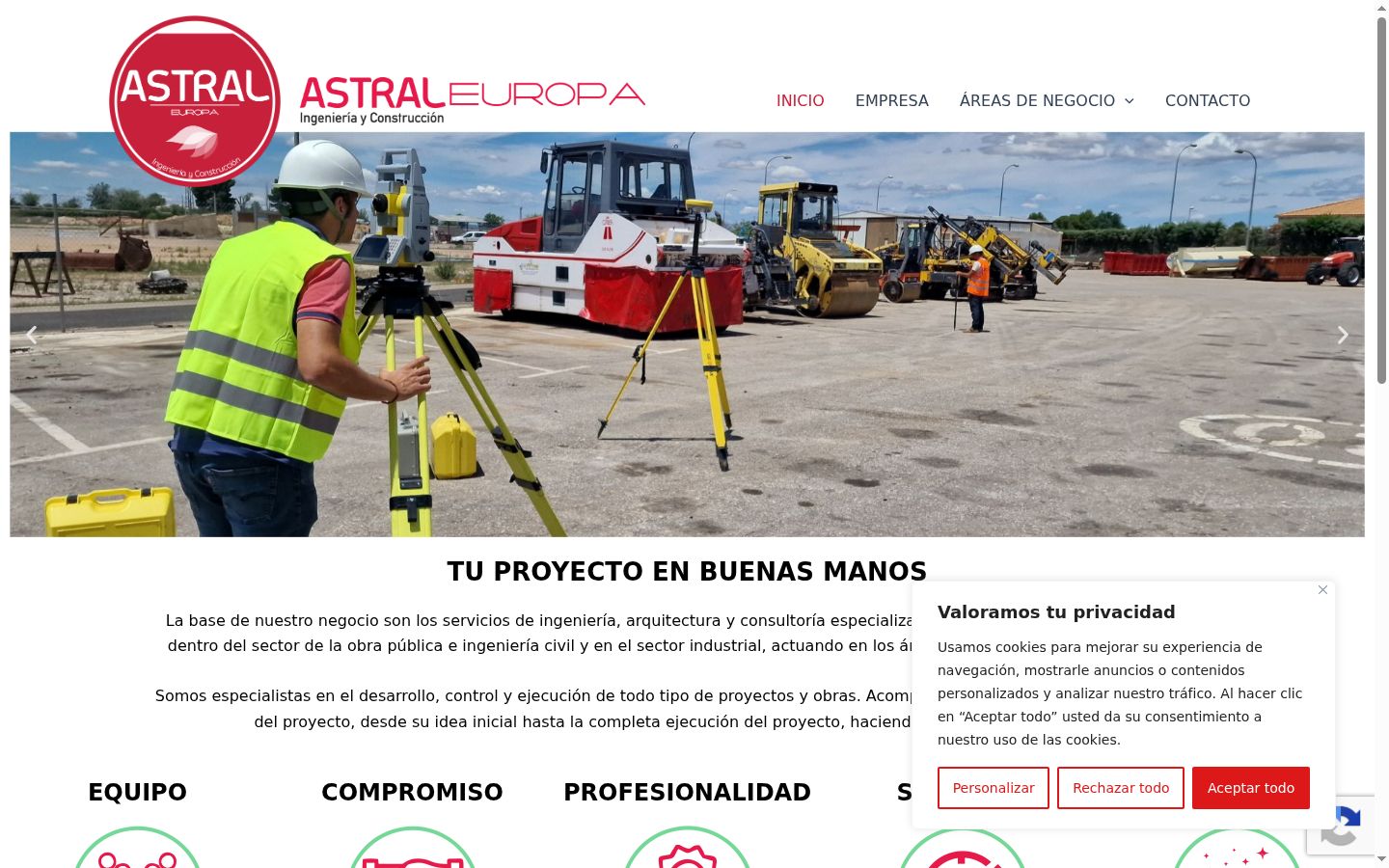 Captura de pantalla del banner de consentimiento mostrado antes de cualquier interacción