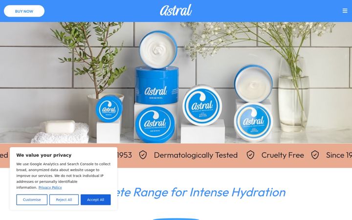 Screenshot of astralmoisturiser.com