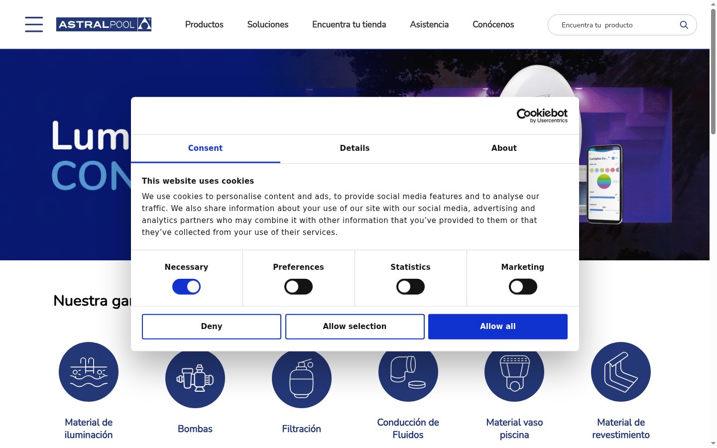 Screenshot of the consent banner shown before any interaction