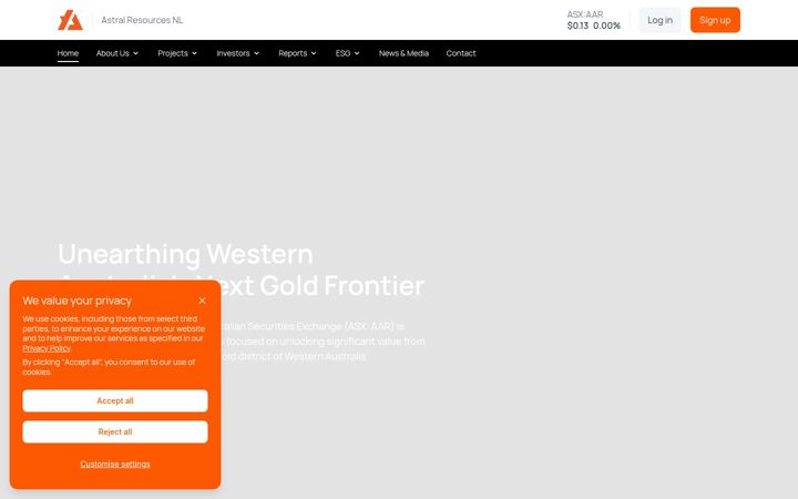 Screenshot of astralresources.com.au