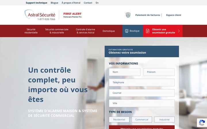 Screenshot of astralsecurite.ca
