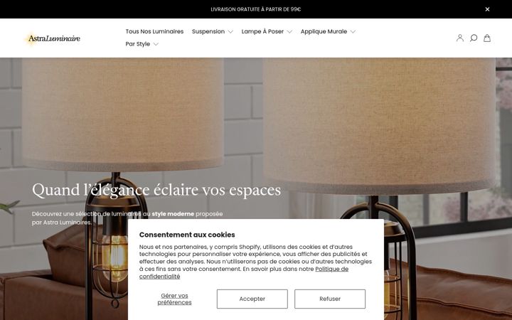 Screenshot of astraluminaires.fr