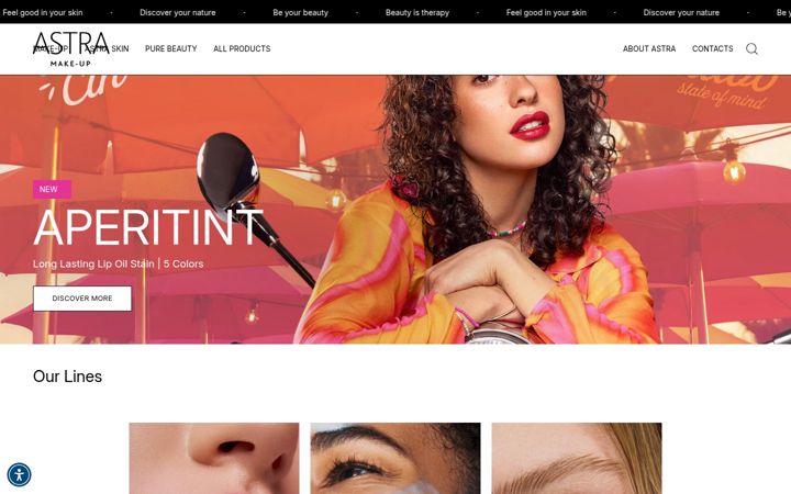 Snimka zaslona za astramakeup.com