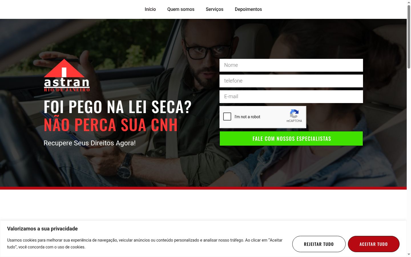 Screenshot del banner di consenso mostrato prima di qualsiasi interazione